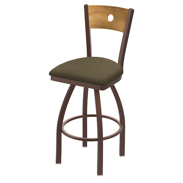 25" Swivel Counter Stool, Bronze Finish, Med Back, Graph Cork Seat